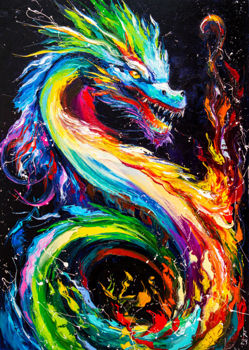 Fire dragon 绘画, 27.6x19.7 in