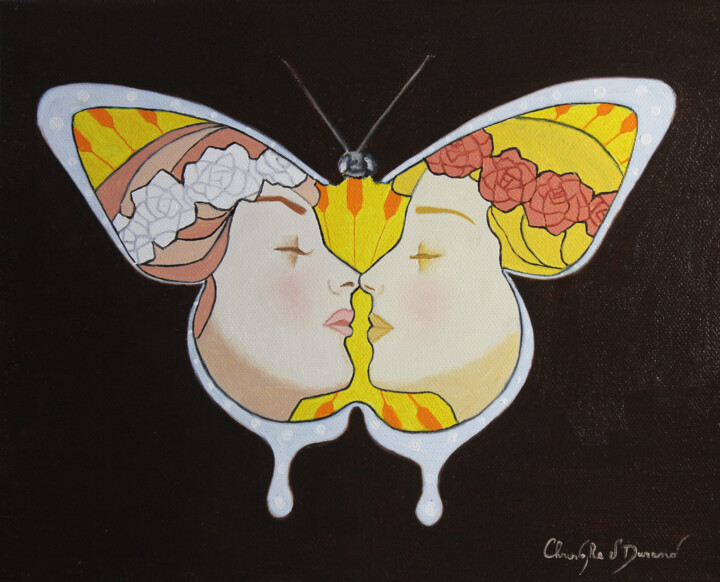 papillon vitrail 2 绘画, 9.5x11.8 in
