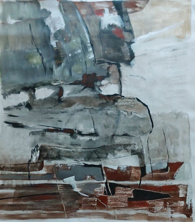 un monde qui vacille. 绘画, 37.8x32.3 in