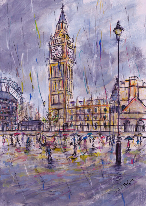 London Rain 图画, 11.8x8.3 in