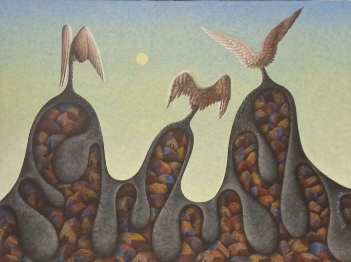 Painting titled "il volo" by Luigi Ciccarone, Original Artwork, Acrylic