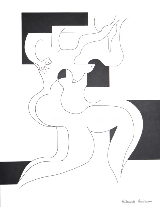 Dessin intitulée "Ladance" par Hildegarde Handsaeme, Œuvre d'art originale, Encre