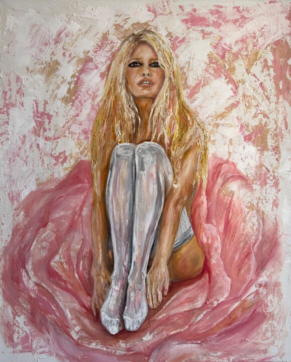 Brigitte Bardot. Blonde in a rosebud 绘画, 24x19.7 in