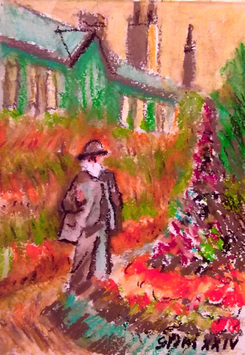 Peinture intitulée "Homage a Claude Mon…" par Slobodan Spasojevic (Spaki), Œuvre d'art originale, Pastel