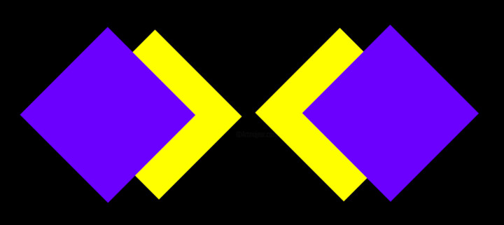 Purple and Yellow Diamonds 1a2 数字艺术, 17.8x40 in