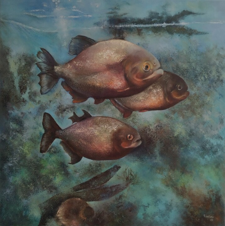 Pirañas 绘画, 23.6x23.6 in