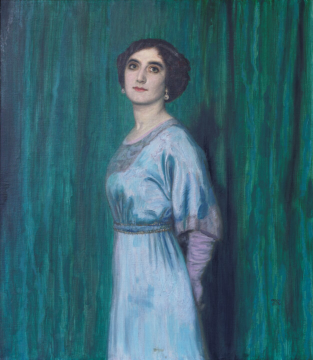 Painting titled "Portrait de Bettina…" by Franz Von Stuck, Original Artwork, Oil