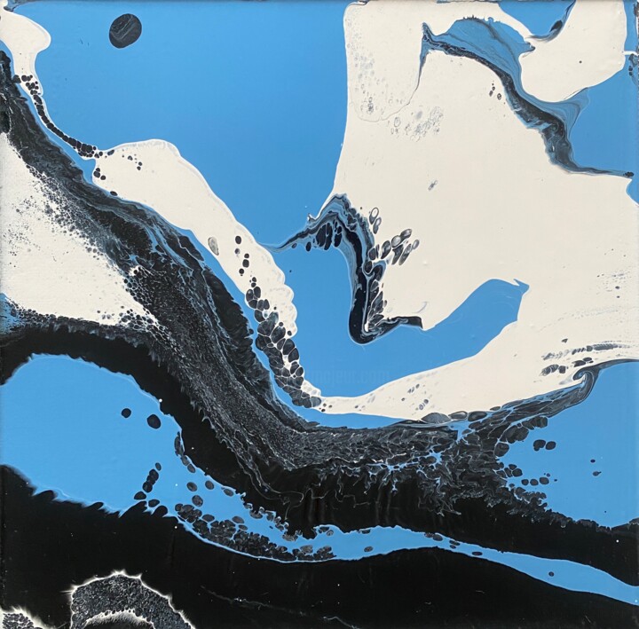 Pittura intitolato "Confluence from “ B…" da Katsiaryna Sumarava, Opera d'arte originale, Smalto Montato su Telaio per barel…