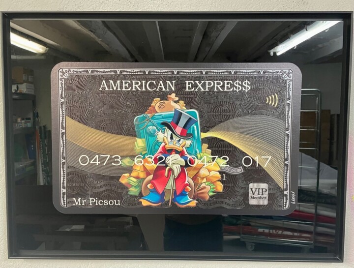 绘画 标题为“Amex Scrooge banker” 由N Nathan, 原创艺术品, 数字油画 安装在有机玻璃上