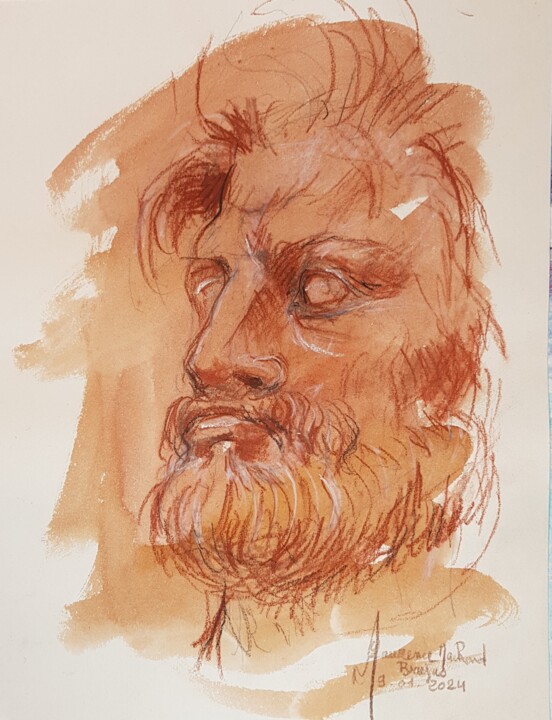 Tête d'Adam d'après JJ Perraud 图画, 11.4x8.3 in