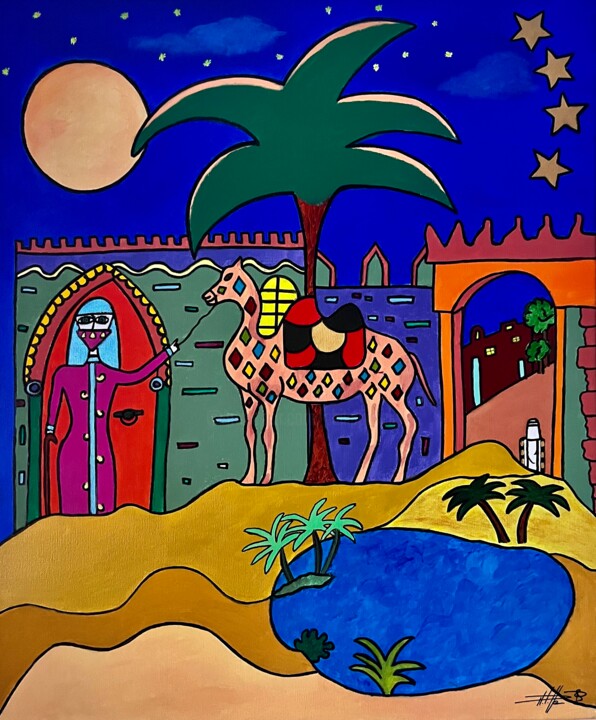 La dame au chameau arlequin 绘画, 23.6x19.7 in