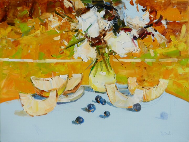 " Flowers and melon " 绘画, 23.6x31.5 in