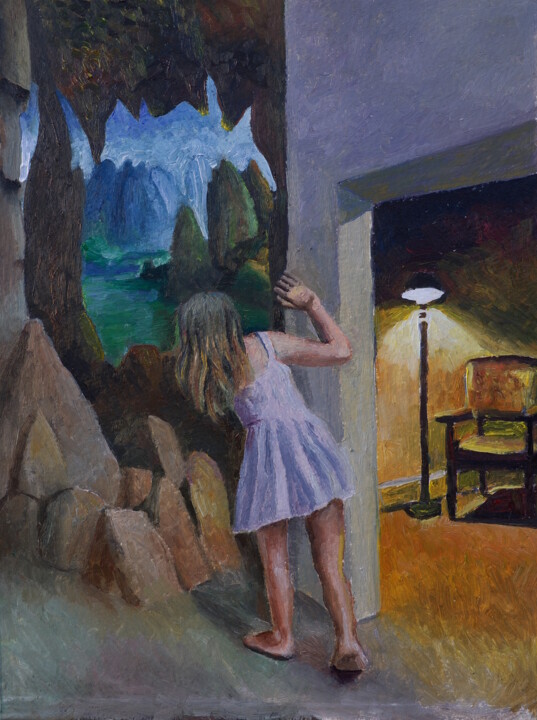 Painting titled "Curioso" by Miguel Rojas, Original Artwork, Oil