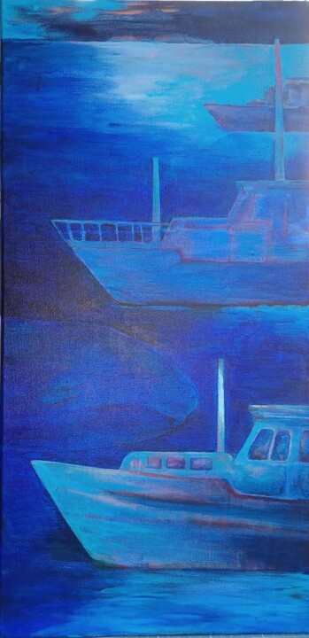 Peinture intitulée "The Battleship Game" par Julia Naurzalijeva, Œuvre d'art originale, Acrylique