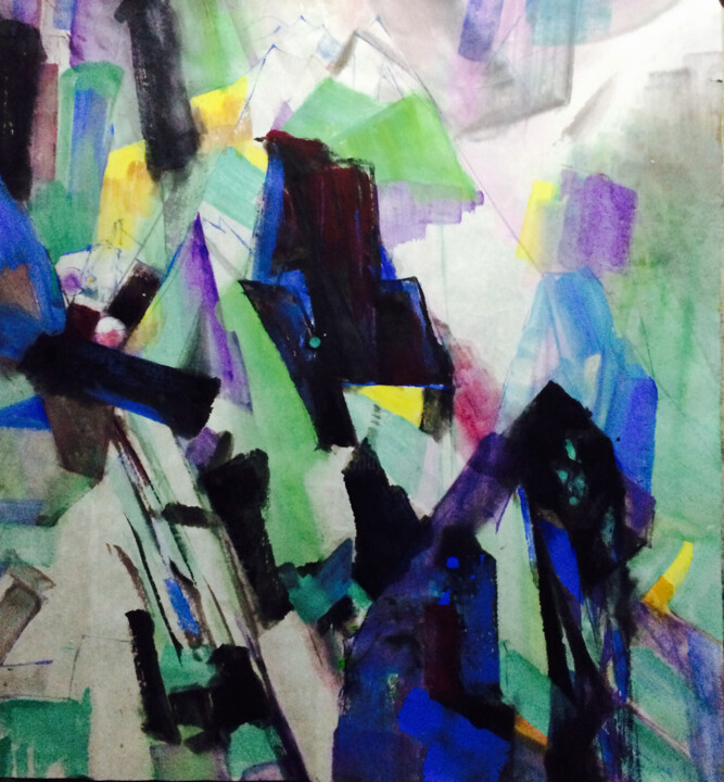 Peinture intitulée "Cliffs" par Kezhen Shi, Œuvre d'art originale, Encre