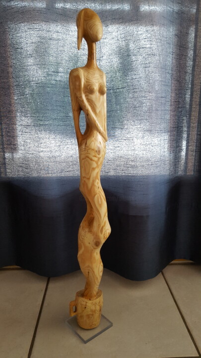 Scultura intitolato "Djinnette" da Max Bernard, Opera d'arte originale, Legno