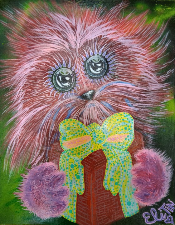 Painting titled "Cute Gift Elmo Pupp…" by Eli Tin Art, Original Artwork, Acrylic