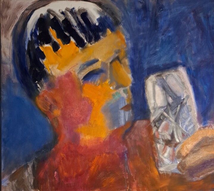 Человек с хрустальным стаканом 绘画, 31.5x35.4 in