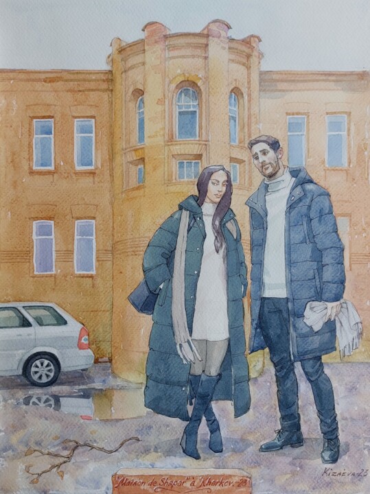 "Дом шапара" 绘画, 14.4x10.8 in