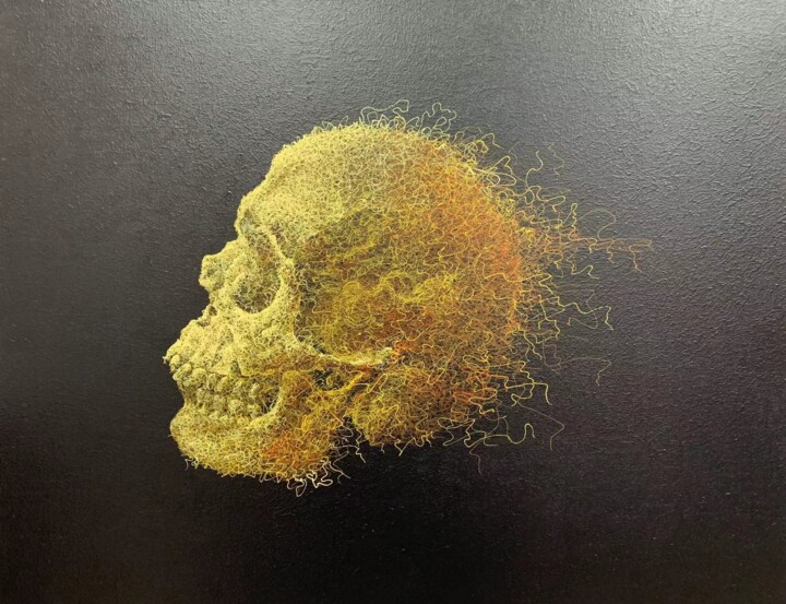 缠绕-黄金骷髅 绘画, 27.6x35.4 in