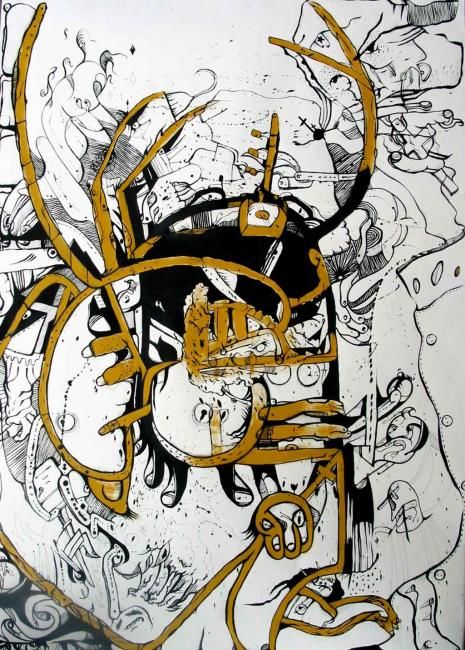 Dibujo titulada "Company flow" por Common Ink., Obra de arte original, Otro