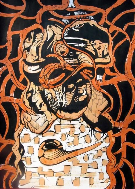 Dibujo titulada "Observer" por Common Ink., Obra de arte original, Otro