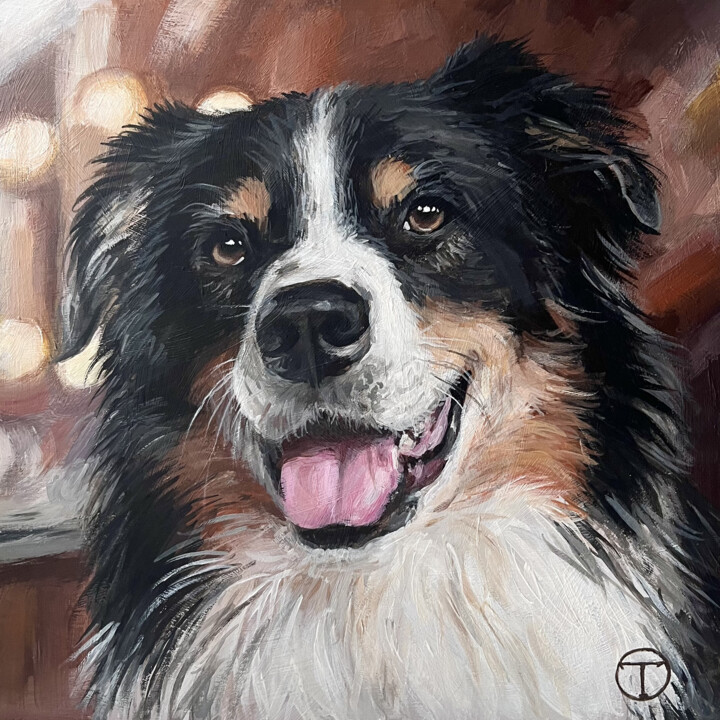 绘画 标题为“Australian Shepherd…” 由Olia Tomkova, 原创艺术品, 丙烯