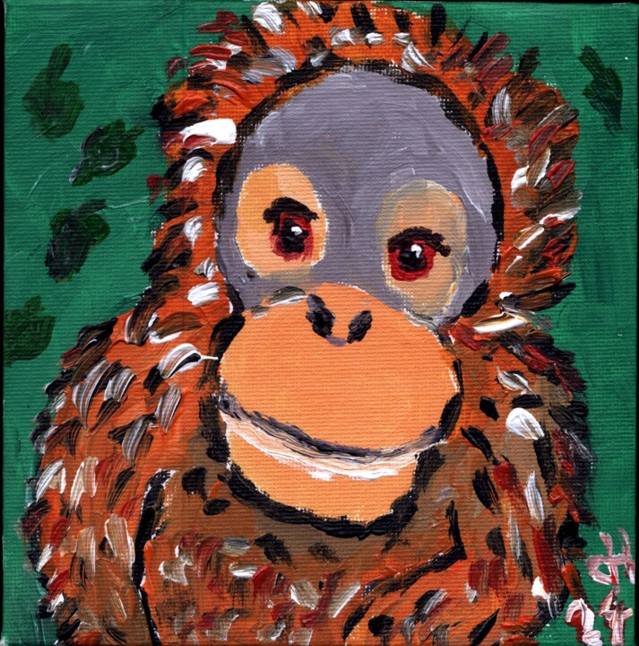 Orang Utan 绘画, 5.9x5.9 in
