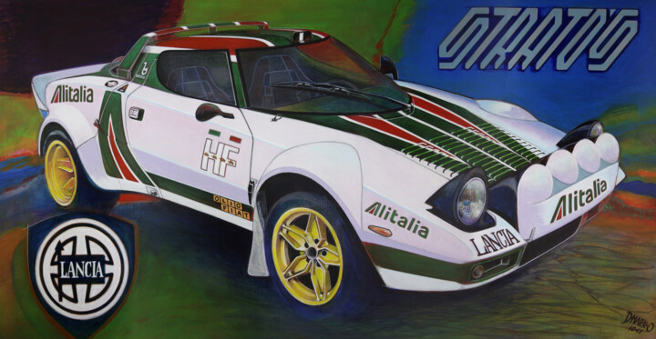 Lancia Statos HF Rally, 1974 2017 绘画, 19.7x39.4 in