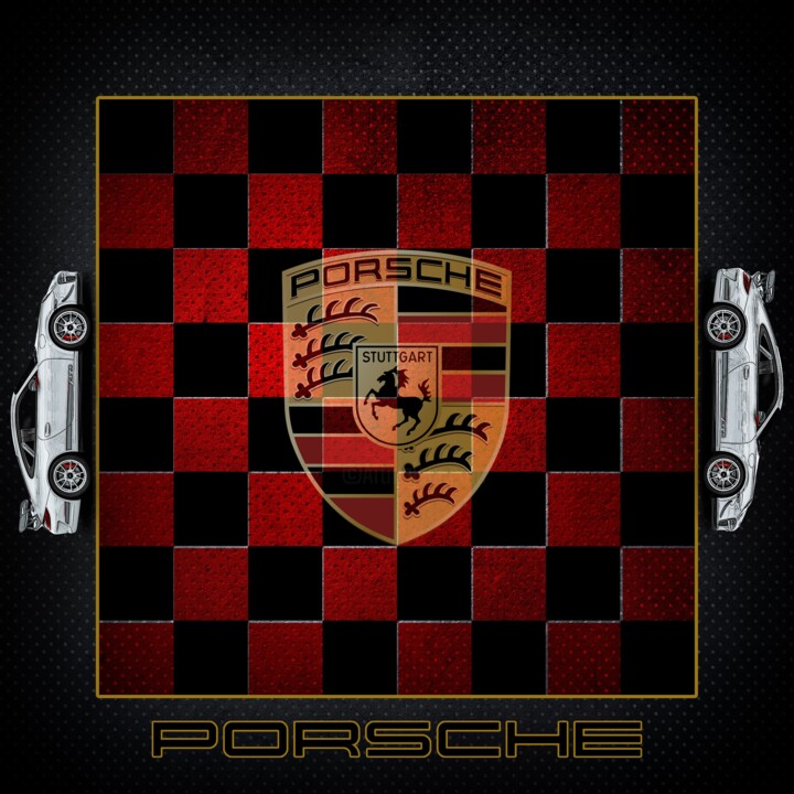 Porsche échiquier 绘画, 31.5x31.5 in