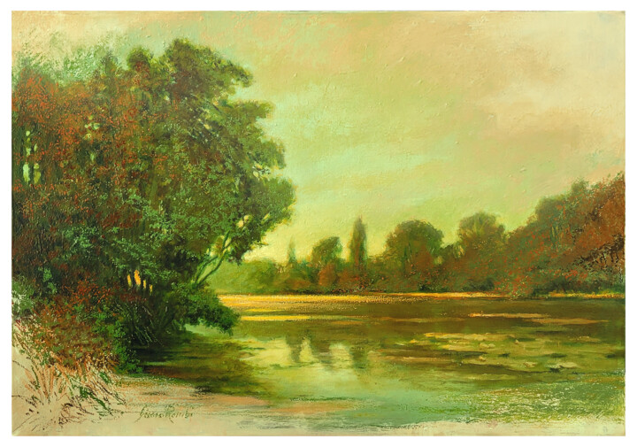 LE LAC DE COROT Pittura, 15,4x21,9 in