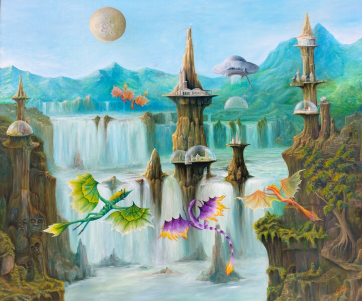 oil painting ref 748523, magical realism fantasy 绘画, 43.3x51.2 in