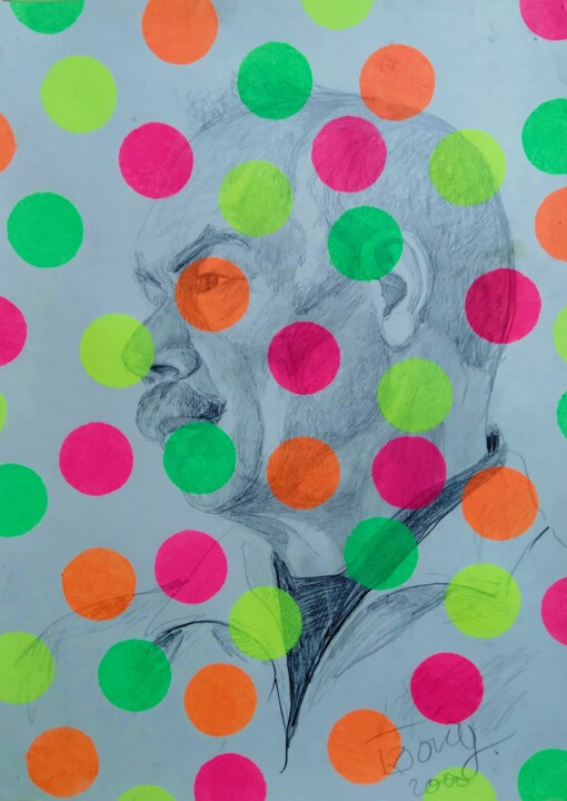 man with a mustache 绘画, 16.9x12.2 in