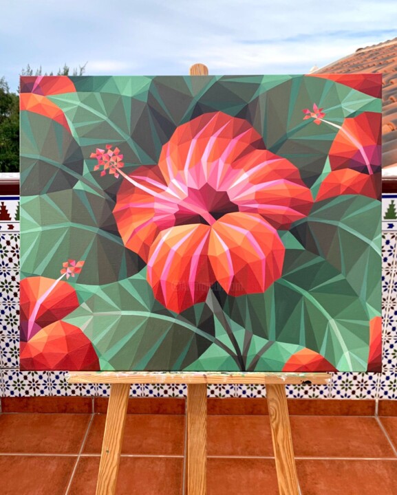 Orange Hibiscus Flower, Painting by Maria Tuzhilkina | ArtMajeur