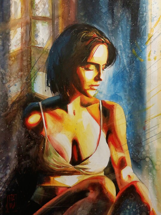 Painting titled "Melissa" by Manu Toxxic, Original Artwork, Watercolor
