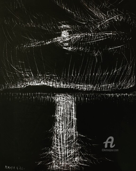 One night at the Kvarner Bay 绘画, 27.6x19.7 in