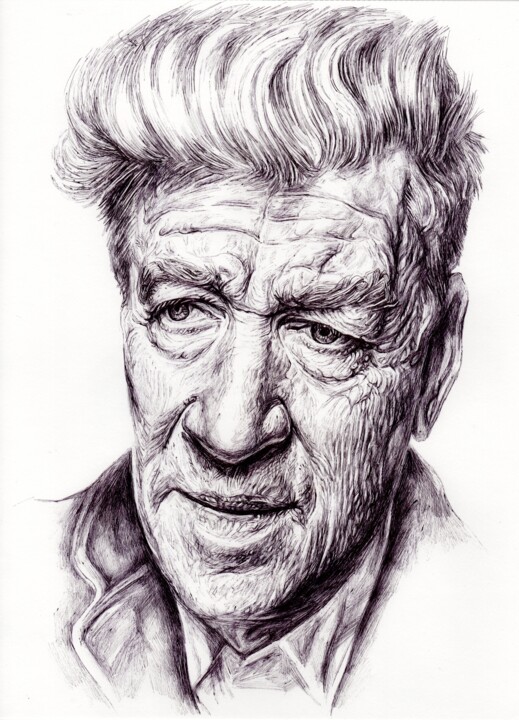 Portrait du réalisateur David Lynch 图画, 15.9x11.7 in