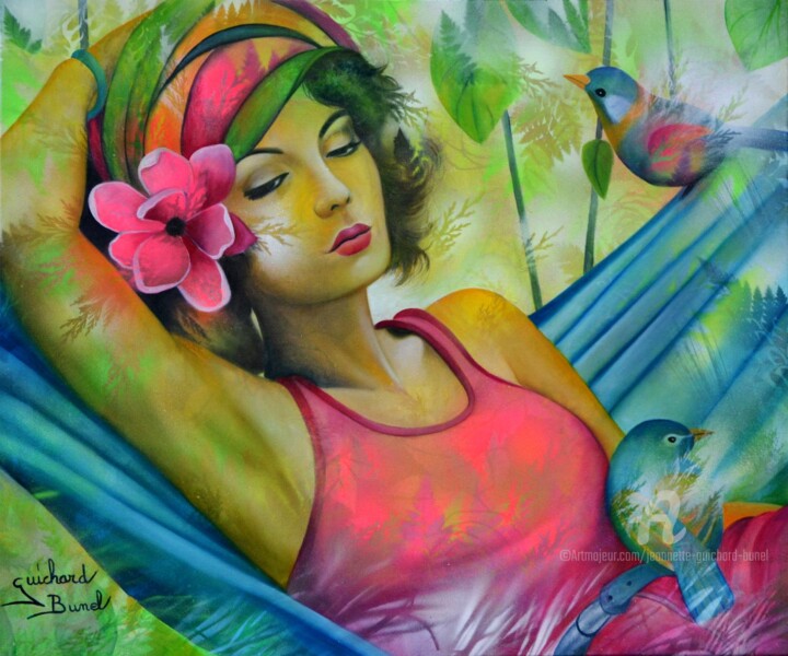 Peinture intitulée "Aujourd'hui peut êt…" par Jeannette Guichard-Bunel, Œuvre d'art originale, Huile Monté sur Châssis en bo…