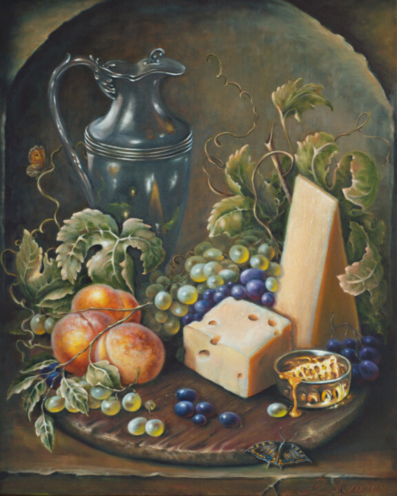 Still life with food 绘画, 19.7x15.8 in