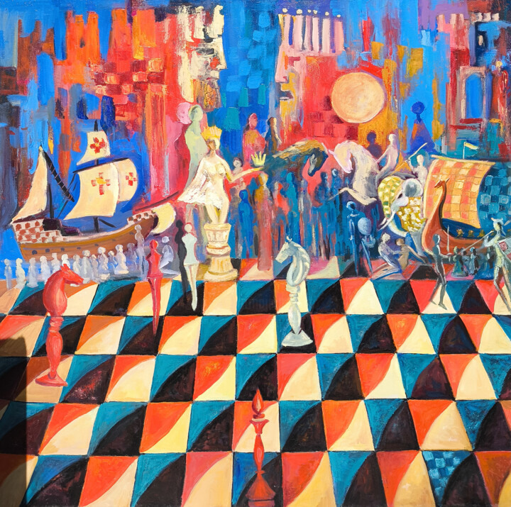 Chess in real life 绘画, 31.5x31.5 in