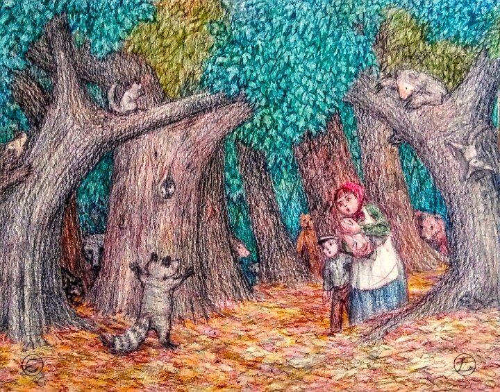 Encounter in the Forest 图画, 11x14 in