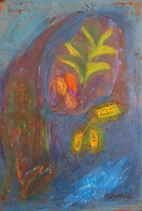 Pintura titulada "ORNEMENTS VEGETALES" por Mchartrie, Obra de arte original, Pastel Montado en Cartulina