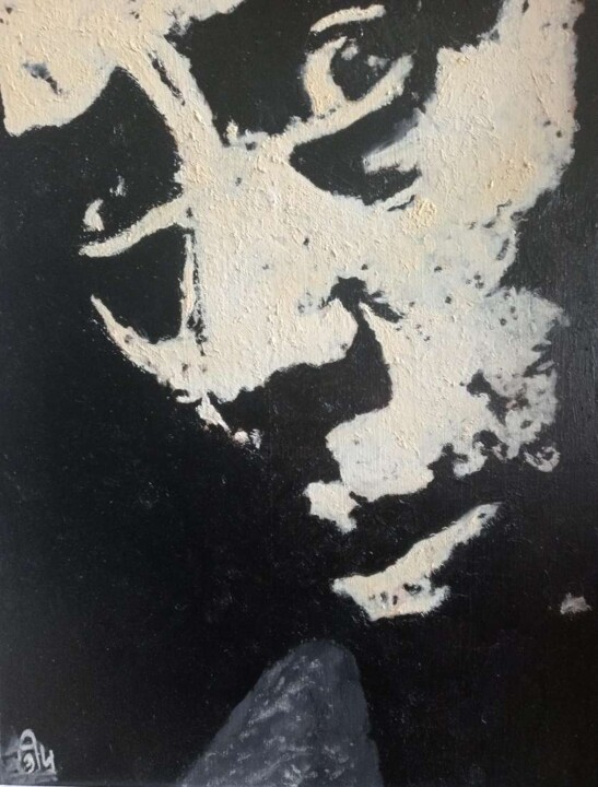 Peinture intitulée ""Éclats de Gris : H…" par Audran, Œuvre d'art originale, Tempera