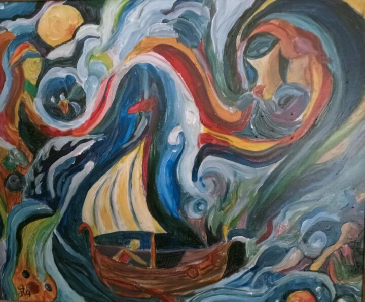 Peinture intitulée "Odyssée de l'Existe…" par Audran, Œuvre d'art originale, Acrylique