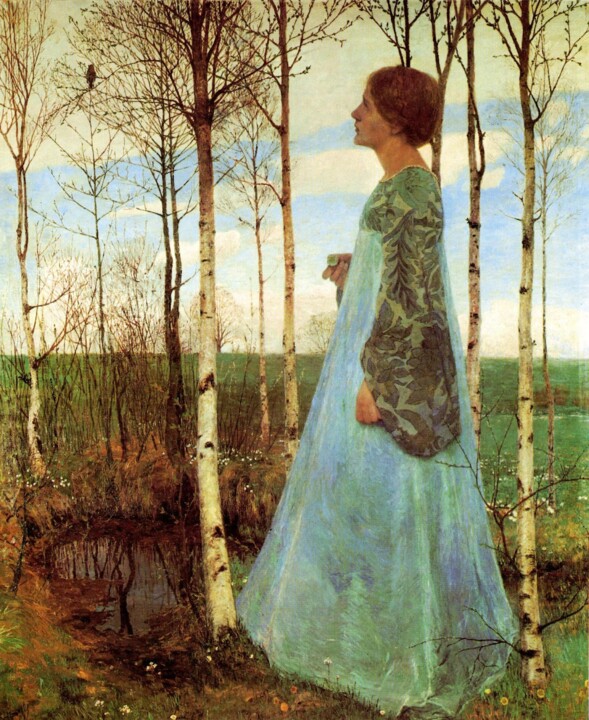 Peinture intitulée "Printemps (portrait…" par Heinrich Vogeler, Œuvre d'art originale, Huile