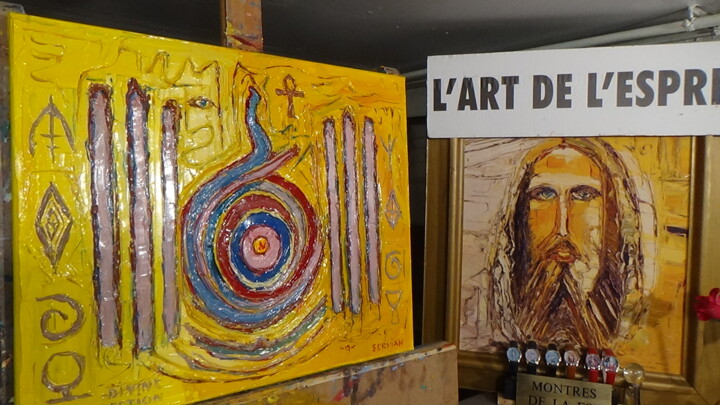 Malerei mit dem Titel "( le christ jaune )…" von Frederic Servian, Original-Kunstwerk, Öl