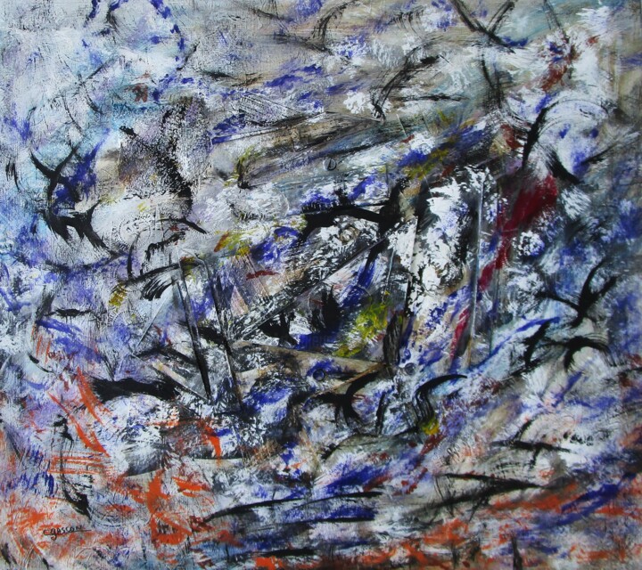 Painting titled "Abstraction 01-24" by Claude Gascon, Original Artwork, Acrylic Mounted on Wood Panel