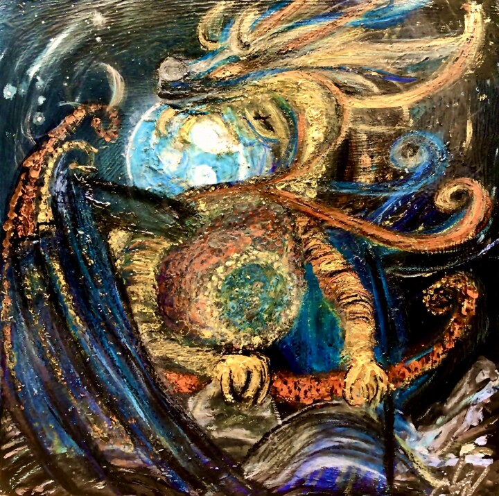 Becoming of Our Dragon 绘画, 19.7x19.7 in