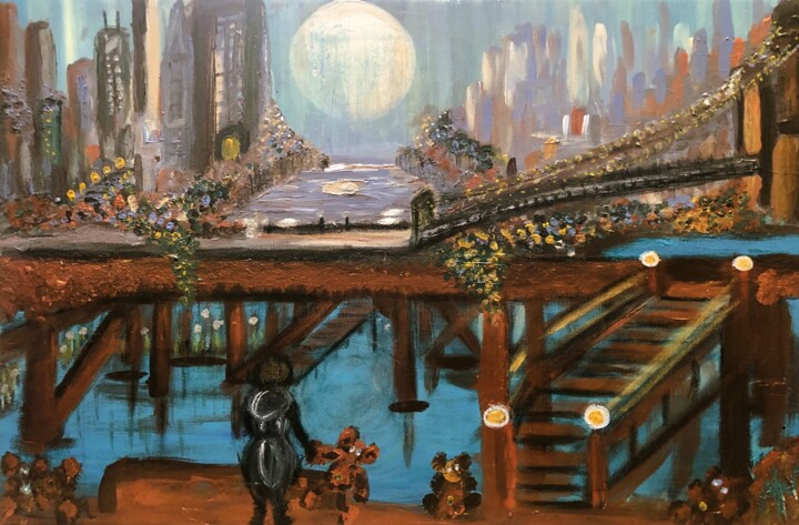 Peinture intitulée "Bridging Realms" par Martine Weber, Œuvre d'art originale, Acrylique