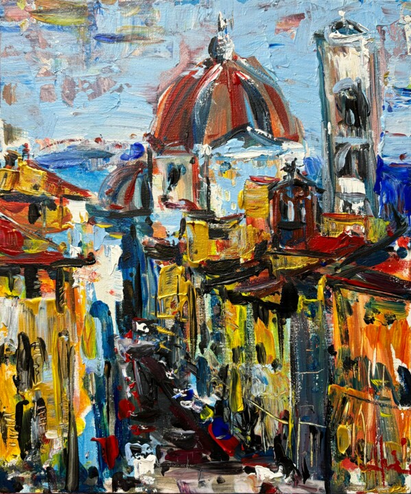 ROOFS OF FLORENCE 绘画, 11.8x9.8 in